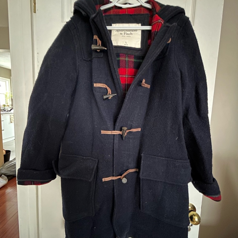 Abercrombie & Fitch Blue Military Coat with Hood